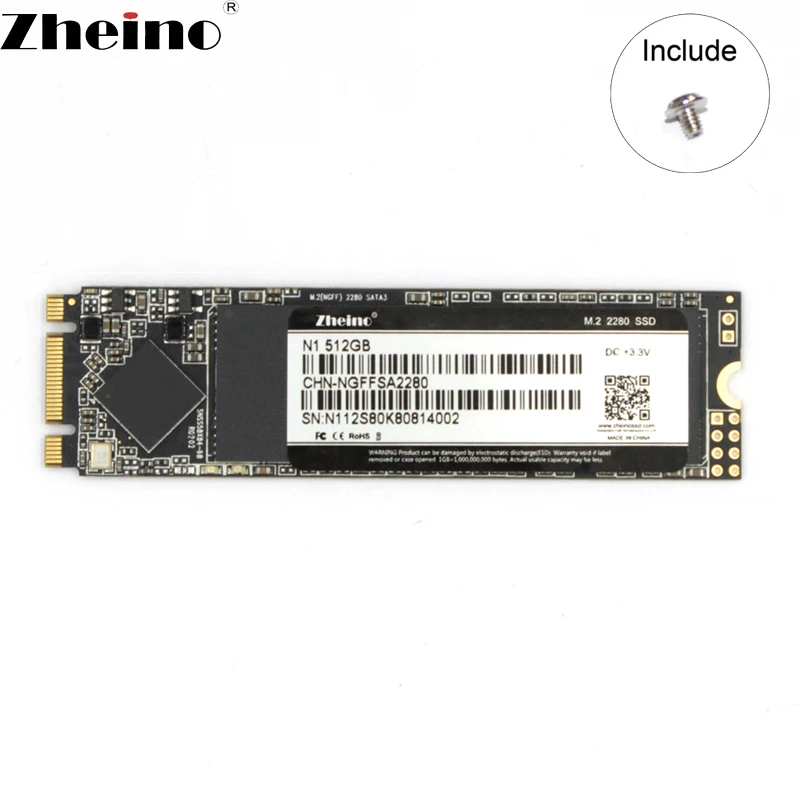 Zheino M.2 SSD N1 512 GB 2280 NGFF SATA Внутренний твердотельный жесткий диск для портативных ПК |