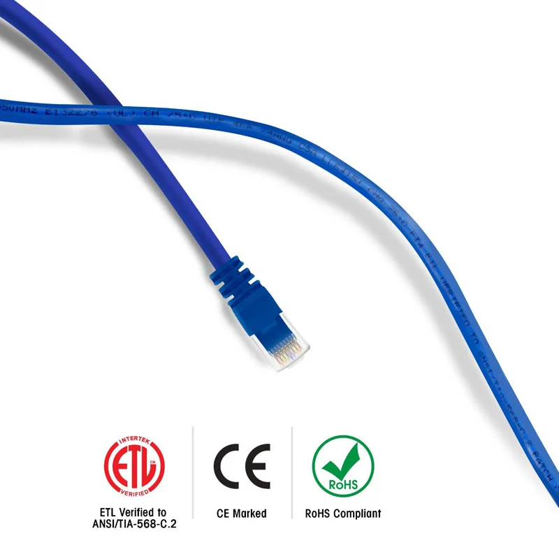 UTP Cat5e Ethernet сетевой Lan кабель 24AWG RJ45 (8P8C) патч-корд Синий 1 5 фута 45 см для компьютера