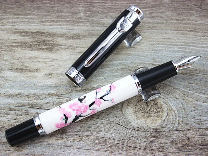 

Jinhao 8802 Creative Chinaware Fountain Pen Blossom Bird Pattern Luxury Brand Metal Writing Ink Pen for School Office