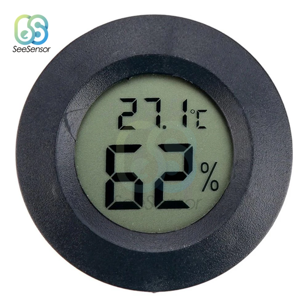 

Mini LCD Digital Round Thermometer Hygrometer Handheld Fridge Temperature Humidity Meter Freezer Tester Detector -50~+70 Degree