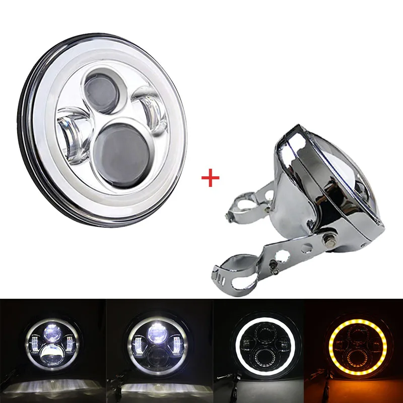 

Set 7 INCH LED Motorcycle Headlight Black For Motorcycle LED Headlight Bucket Housing Mount Bracke