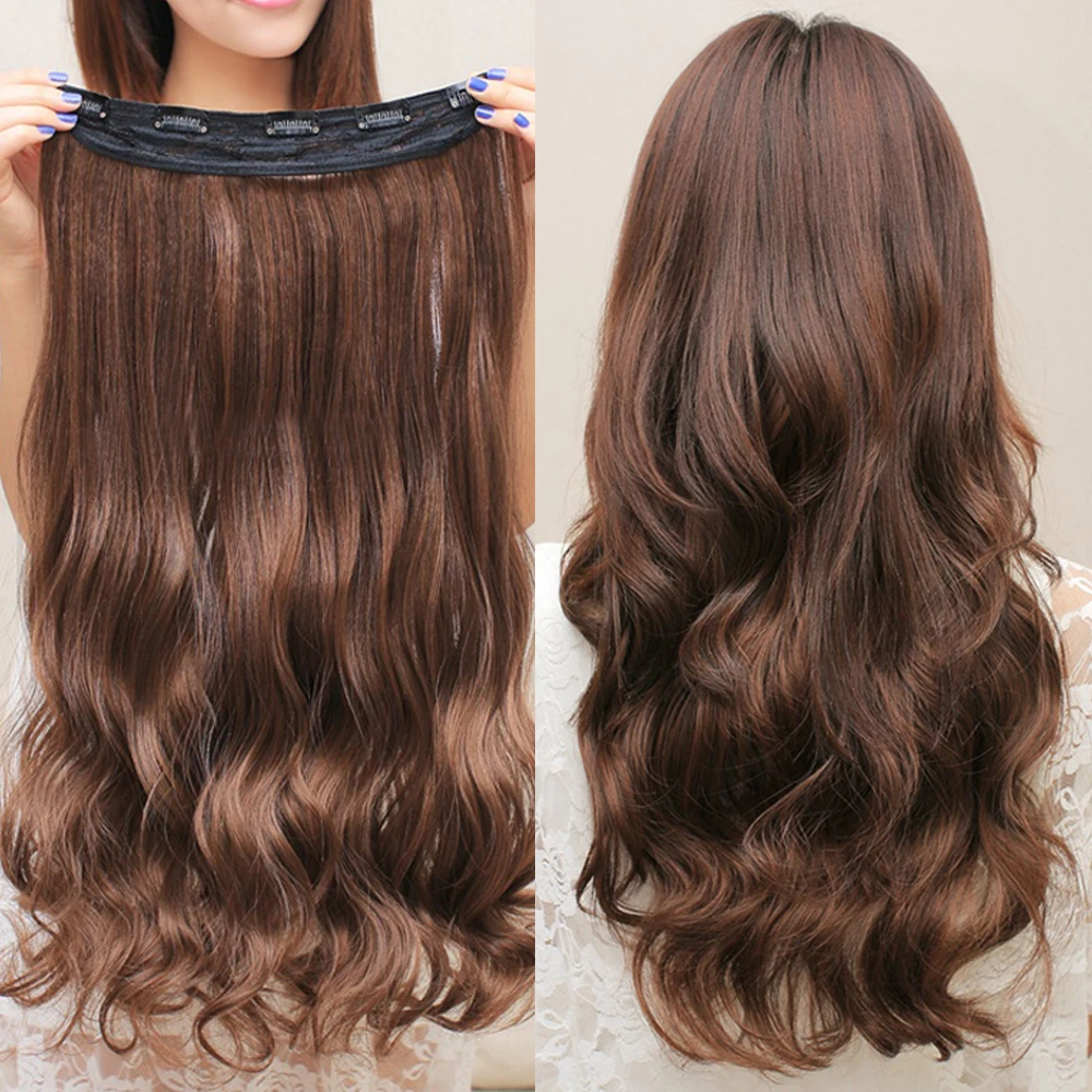 Grampo de Seda das Extensões do Cabelo Sintético das Costas Cabelo Ondulado Falso Cinza Hairpieces Uma Parte Esticada 24 Polegada 60cm no 190g 17 sintético das costas no cabelo 190g ondulado