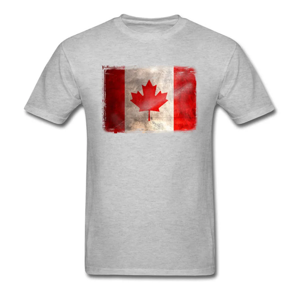 Distressed vintage Canada Flag Short Sleeve Tops Shirt Round Neck 100% Cotton Male T-Shirt Customized Sweatshirts Graphic Distressed vintage Canada Flag grey