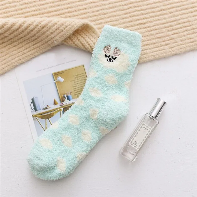 Women's Socks Thick Heavy Winter Warm Crew Dot Animal Print Fuzzy Socks liva girl socks women winter warm socks for Female S27 (15)