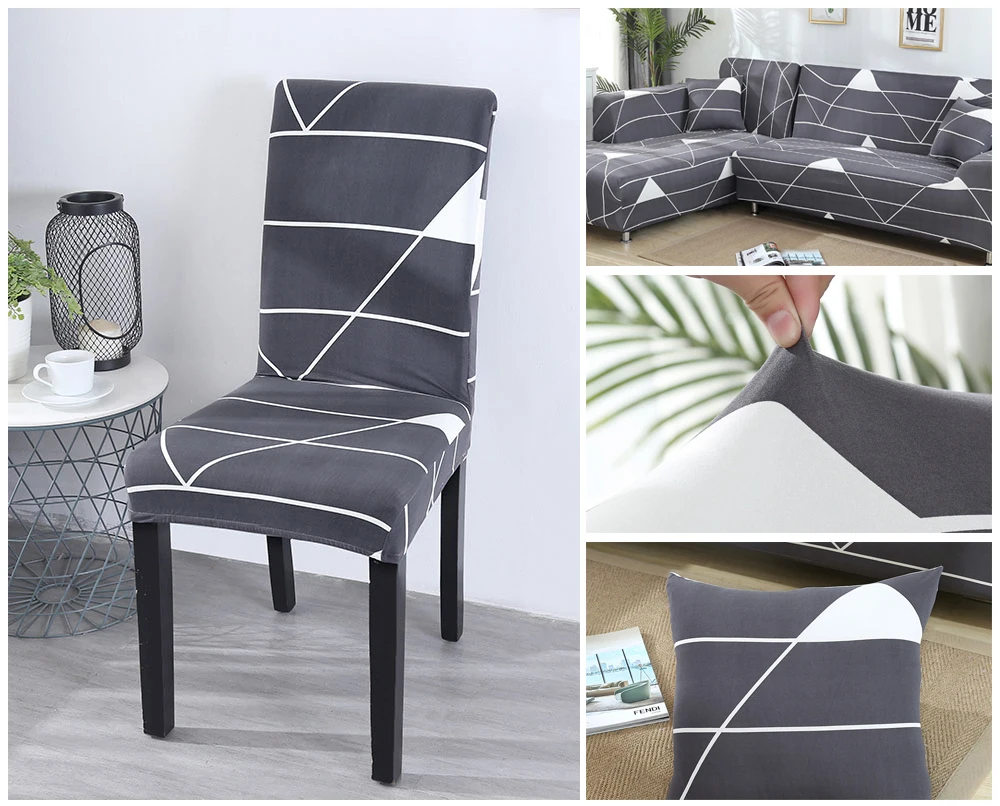 Geometry Kitchen Chair Covers Stretch Seat Cover Slipcovers Chair Stretch Furniture Covers Stool Spandex Towel Chair Cover 1PC (2)