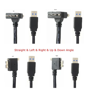 

1.2m 3m 5m 5Gbps Micro B USB 3.0 Micro B Cable Wire With Panel Mount Screw Lock Connector for Industrial camera basler dalsa AVT