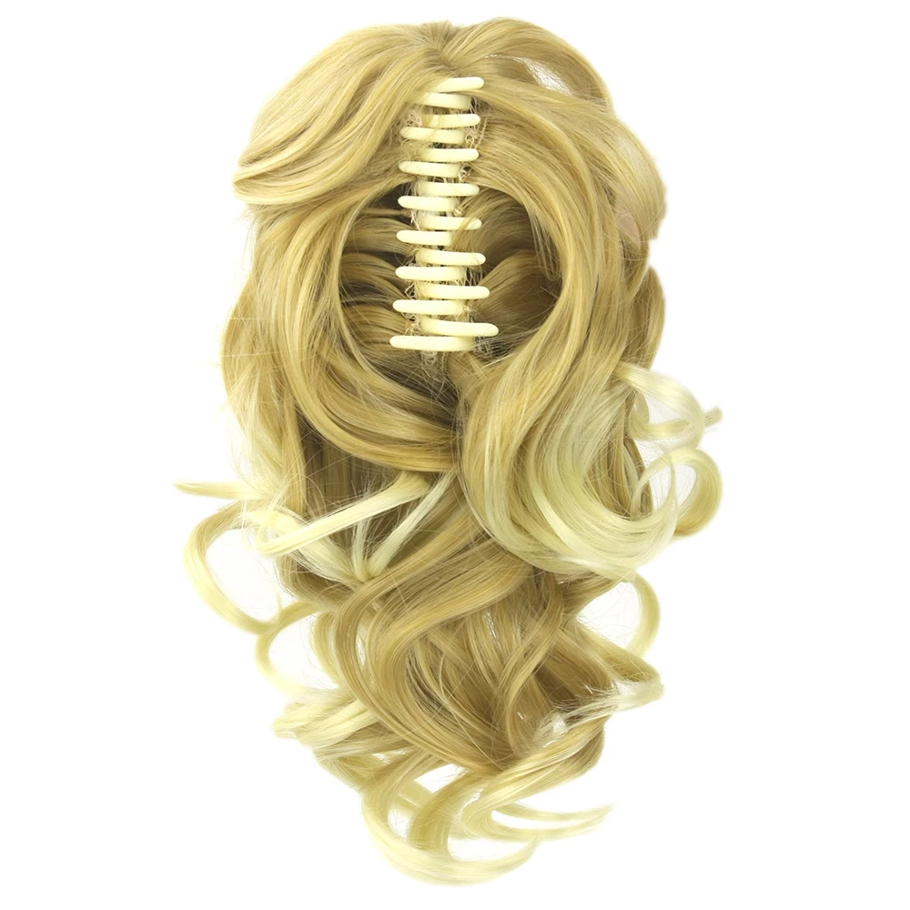 Soowee False Hair Claw Ponytail Synthetic Hair Little Blonde Pony Tail Fairy Tail on Clips Hairpieces for Extension