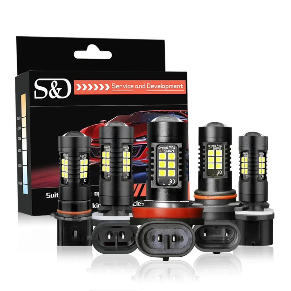 S D 2pcs Car LED font b Lamps b font H11 H8 LED Bulbs HB4 Led