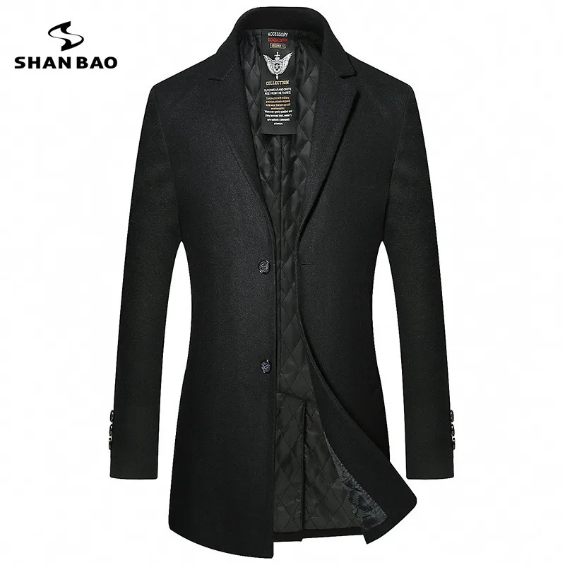 SHANBAO brand thick warm men's business gentleman casual wool coat 2019 winter new style lapel two buckles long wool coat SHANBAO brand thick warm men's business gentleman casual wool coat 2019 winter new style lapel two buckles long wool coat