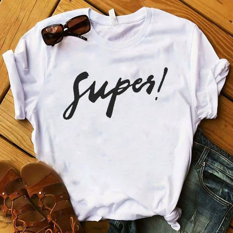 

Women Shirt Ladies FemaleT Womens Fashion Super Letter Fashion Clothes T-shirt Graphic Short Sleeve Summer Printed Top Tshirt