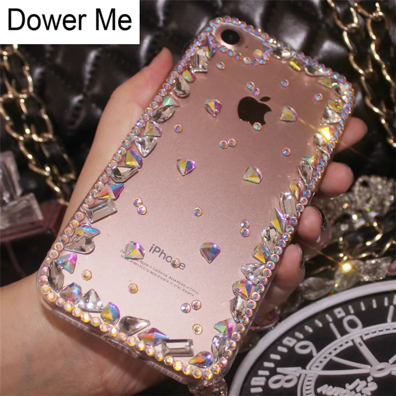 

Dower Me Fashion DIY Special Shaped Bling Crystal Diamond Case Cover For Iphone X 8 7 6 6S Plus 5 5S SE 5C 4 4S