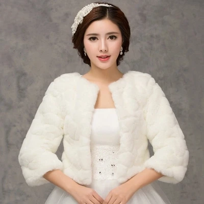 2019 Winter Bridal Fur Wraps Wedding Bolero Jacket Cheap Bridal