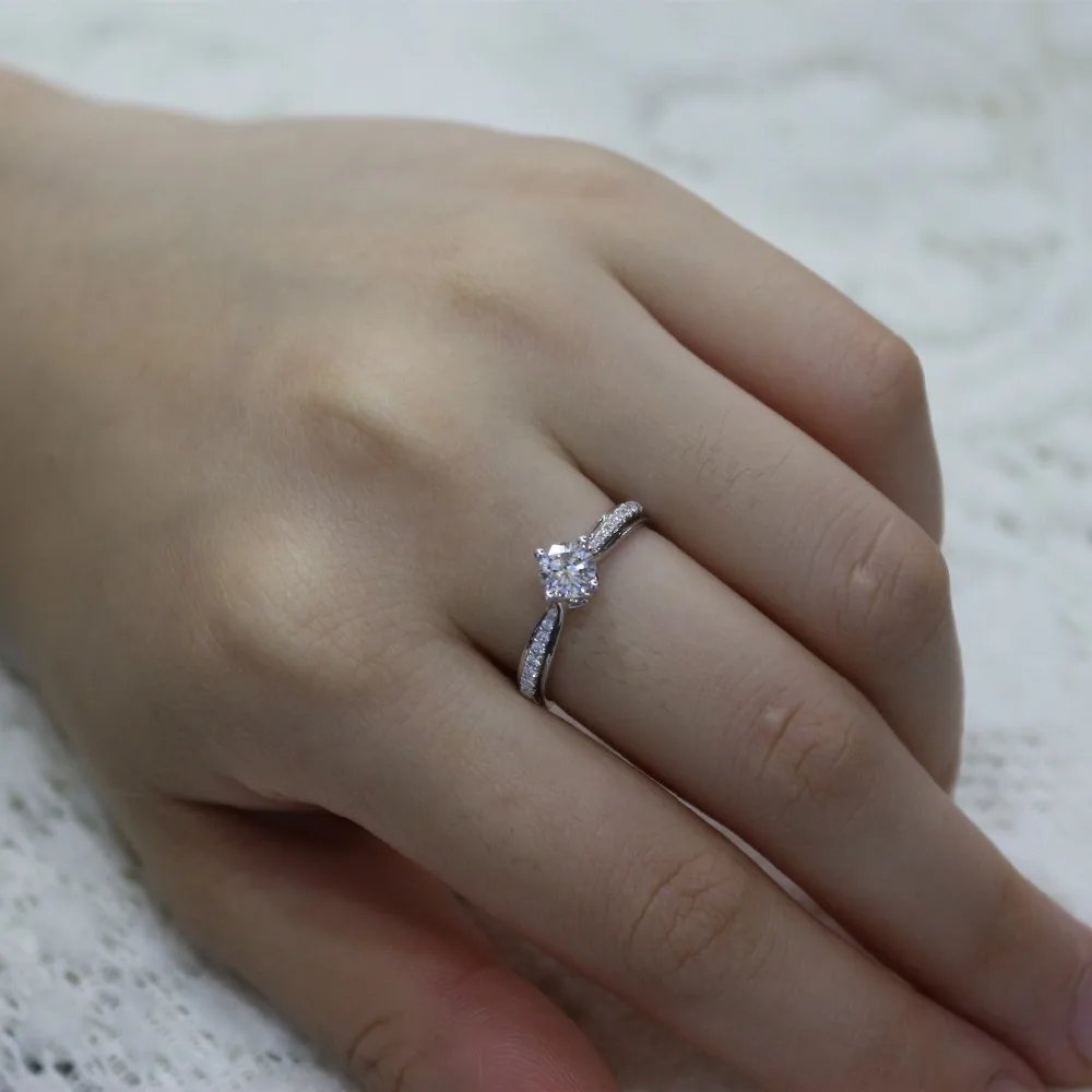 LASAMERO 0.467CT H/SI круглое кольцо с натуральным бриллиантом для женщин 18 k Белое Золото сертифицированное обручальное кольцо подарок