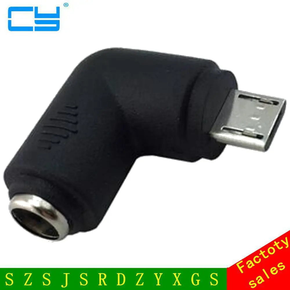 

DC 5.5x2.1 mm Jack To Micro USB B 5P Right Angle Male Power Adapter Connector for Samsung phones and Other