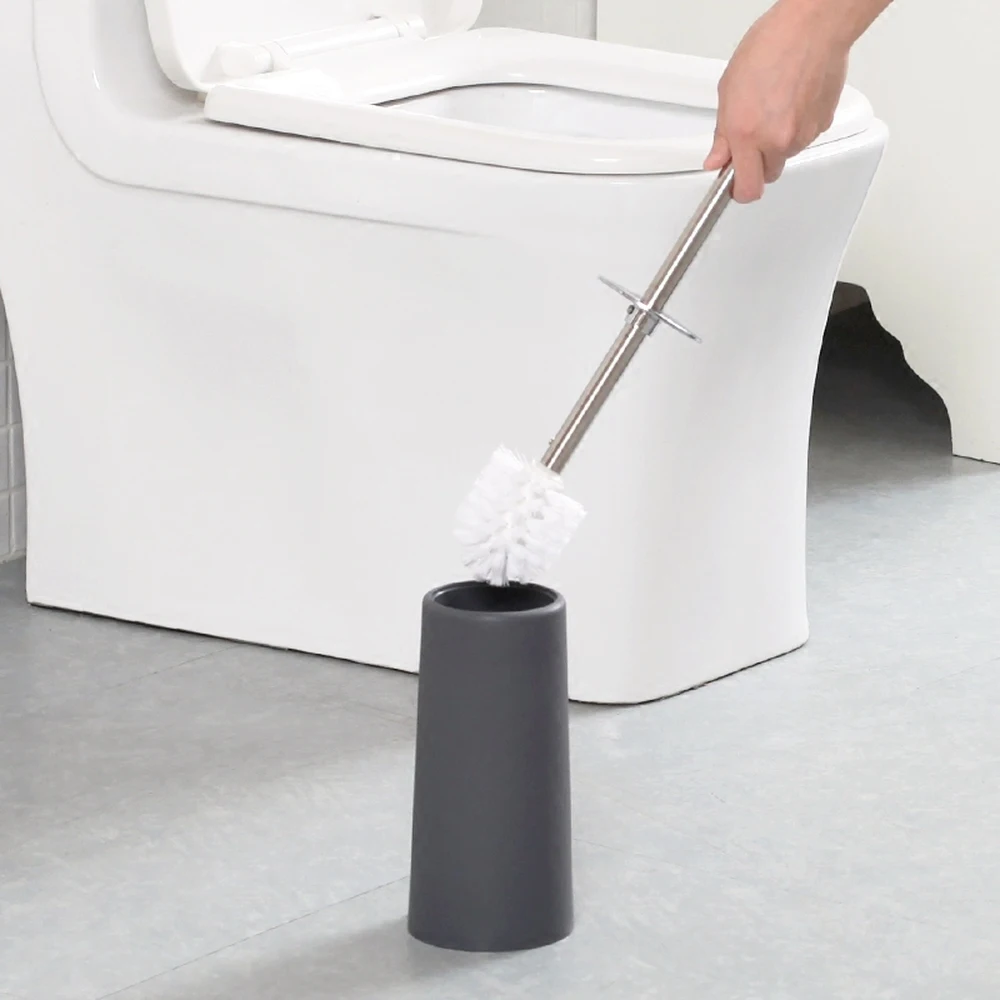 Европейский Черный и белый цвета для ванной из нержавеющей стали, держатель для туалетной щетки прямая ручка щетки полировальный туалет щетки