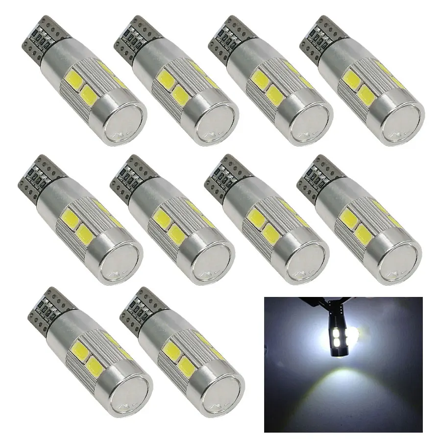 

10 шт., Автомобильные светодиодные лампы T10 194 W5W Canbus 10 SMD 5630