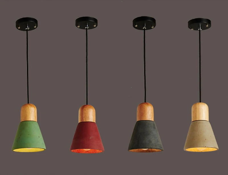 4 цвета, короткий Лофт, скандинавский стиль, деревянный цементный подвесной светильник, современный светильник, led E27, шнур, лампа для ресторана, гостиной, кафе, спальни