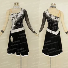 Новинка, платье для латинских танцев, бальное платье Румба Jive Chacha для Бальных и латиноамериканских танцев, платье для девочек, женщин, черного цвета, юбки для самбы