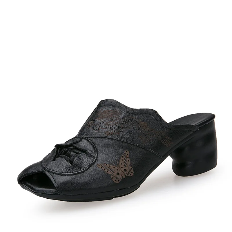 Hot selling,New Spring/Summer,Women ethnic style genuine leather Medium heel slippers,Flower beauty leg casual slippers,2 colors Hot selling,New Spring/Summer,Women ethnic style genuine leather Medium heel slippers,Flower beauty leg casual slippers,2 colors