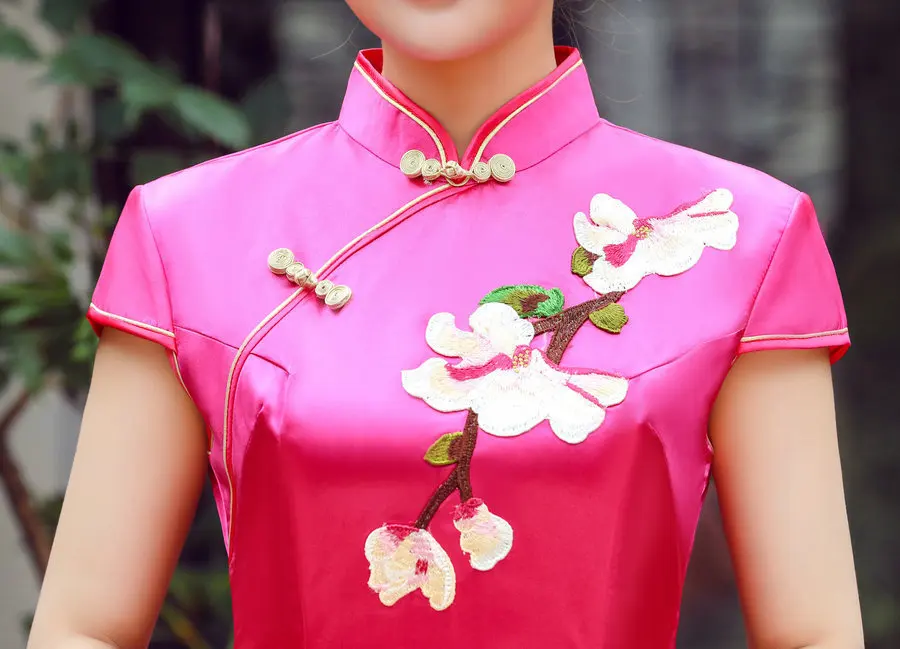 Китайские традиционные платья Повседневное платье Чонсам длинное Новая Винтажная Женская Роба в восточном стиле вышитое платье-чанпао шелк элегантный Qi Pao