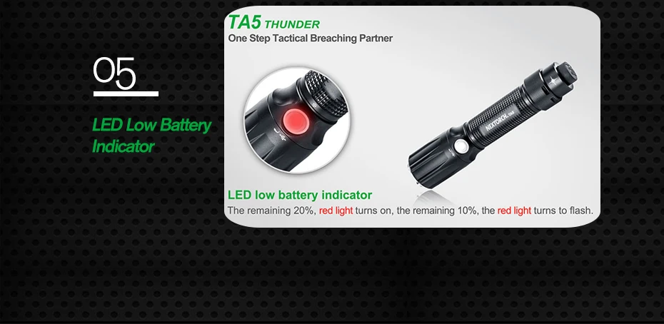 NEXTORCH Flash светильник 18650 батарея 900 Люмен CE RoHS стандарт 6 режимов ударопрочный светодиодный светильник Тактический светильник# TA5
