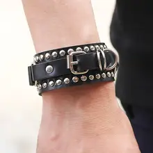 imixlot Fashion Leather Bracelet for Women Brand Fashion Punk Wide Rivet Cuff Women Men Bracelet Jewelry Accessory punk skull rivet decorated bracelet with ring for women