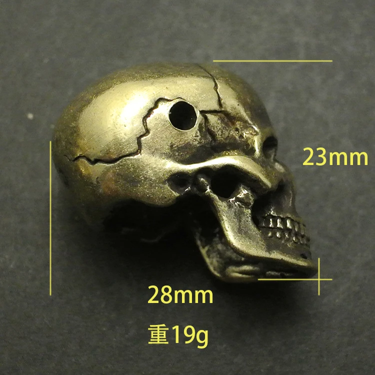 Brass Skull Head Three Links DIY Pendant Umbrella Pendants Personalized Accessories EDC Knife Beads