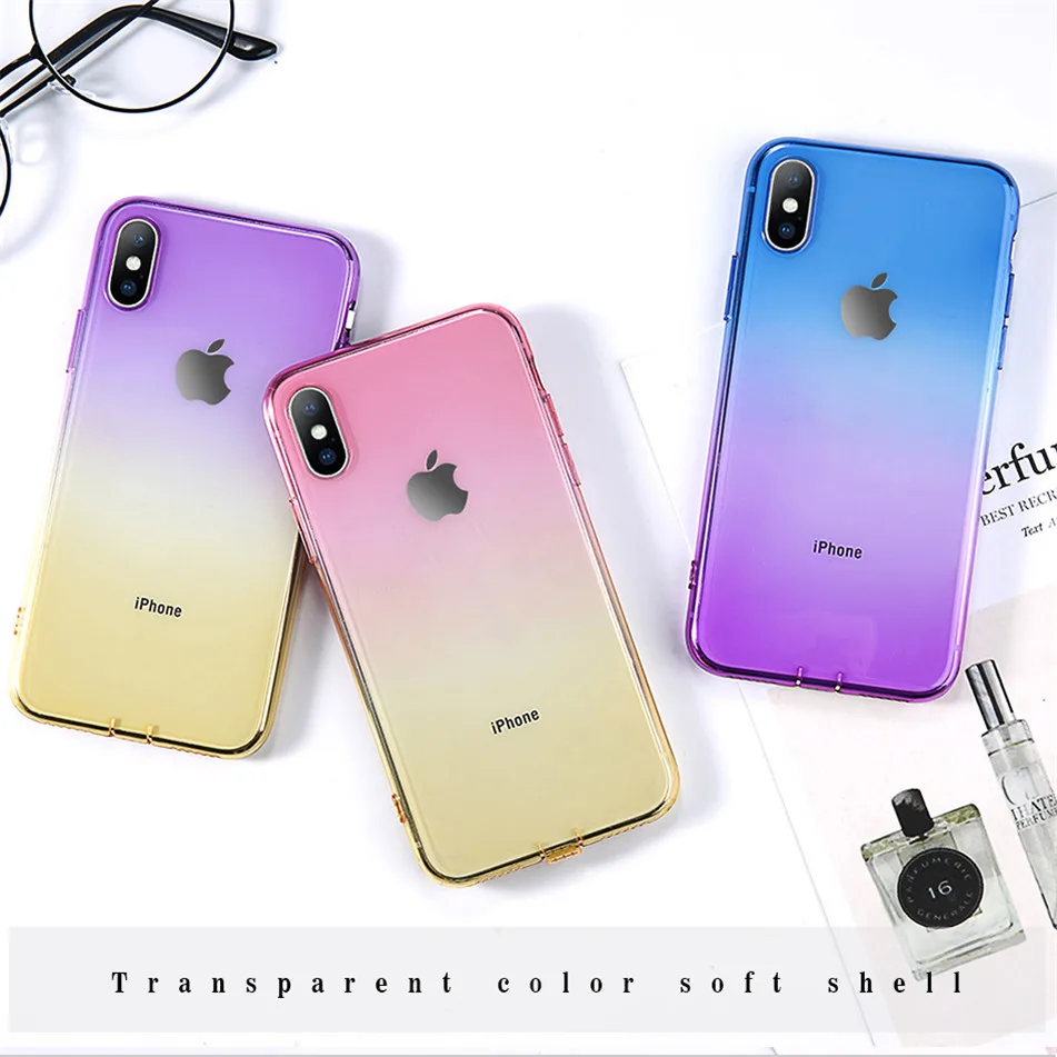 

Gradient Soft Silicone Phone Case For iPhone X XS MAX XR 10 Ultra Silicone Case Colorful Fundas Capa for iPhone 7 6 6S Plus 8