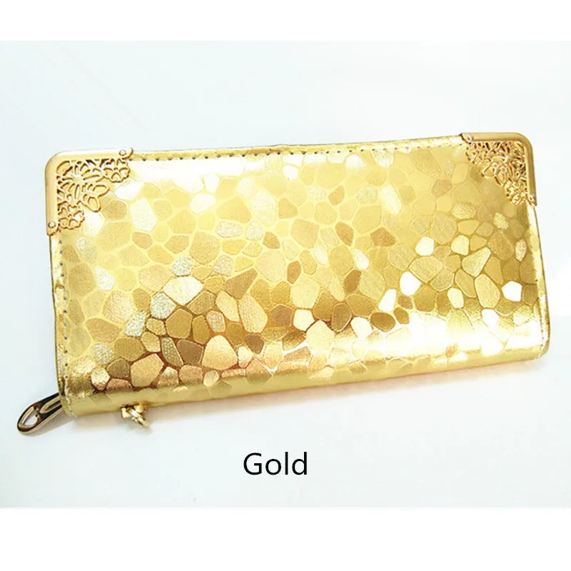 Женские Длинные кошельки для женщин клатч камень дамы Pu портмоне мешок денег держатель для карт женский элегантный кожаный кошелек - Цвет: Gold