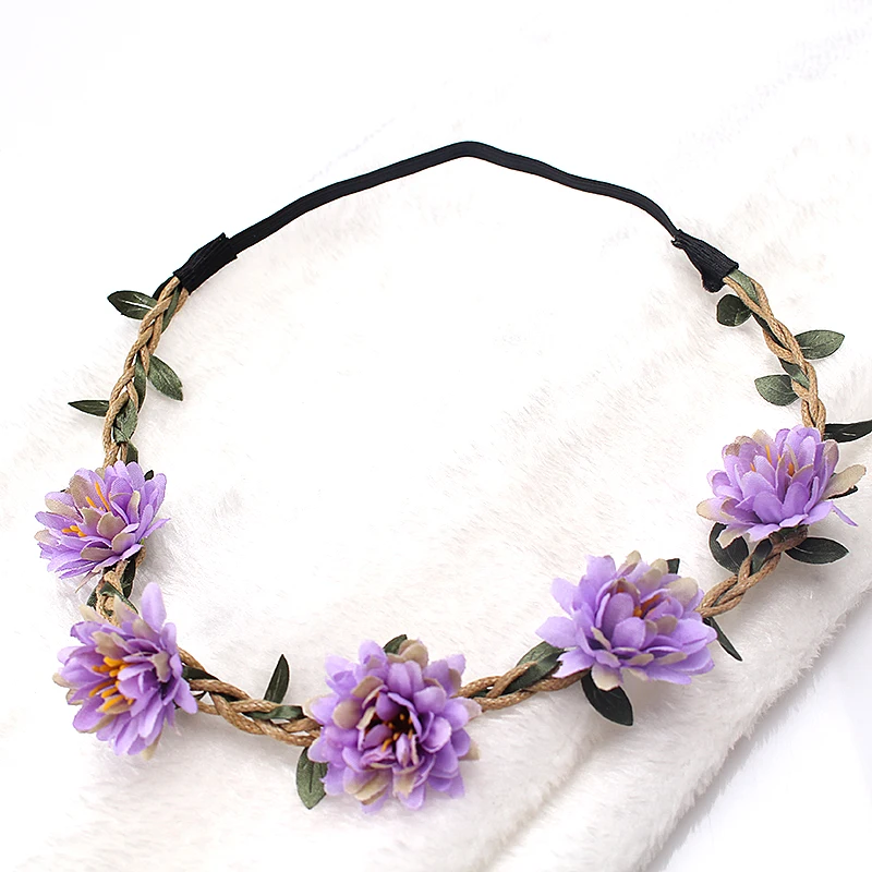 

M MISM Women Elastic Flower Headband Wreath Hair Band Women Female Girls Beach Wedding Garland Crown Headdress Headpiece