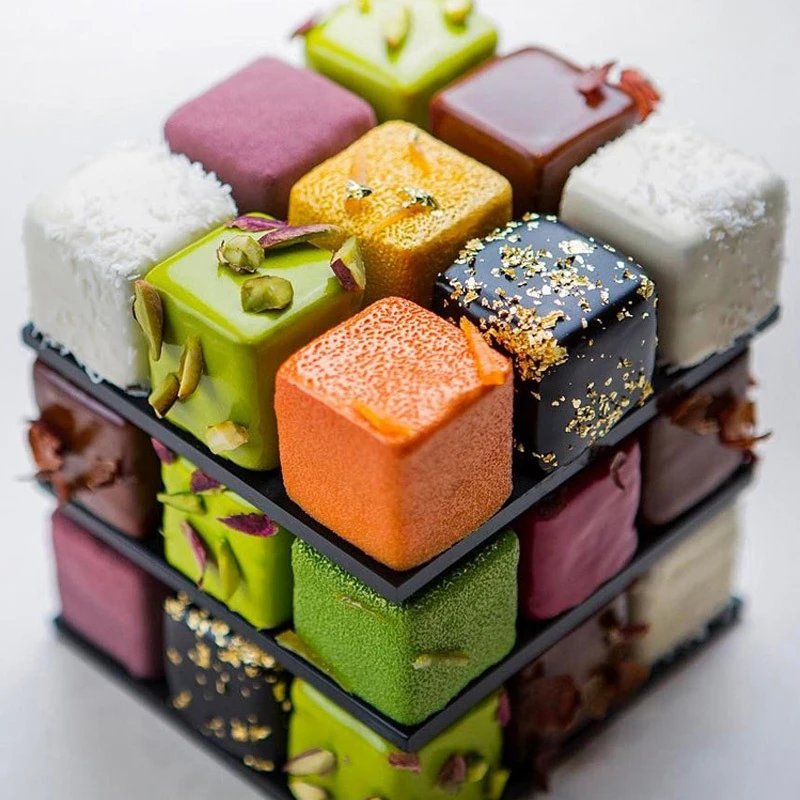 Креативная форма кубика Рубика, форма для торта, 3D металлический вращающийся мусс, форма для выпечки торта, форма для десерта, формы для выпечки торта, кухонный инструмент для выпечки кондитерских изделий