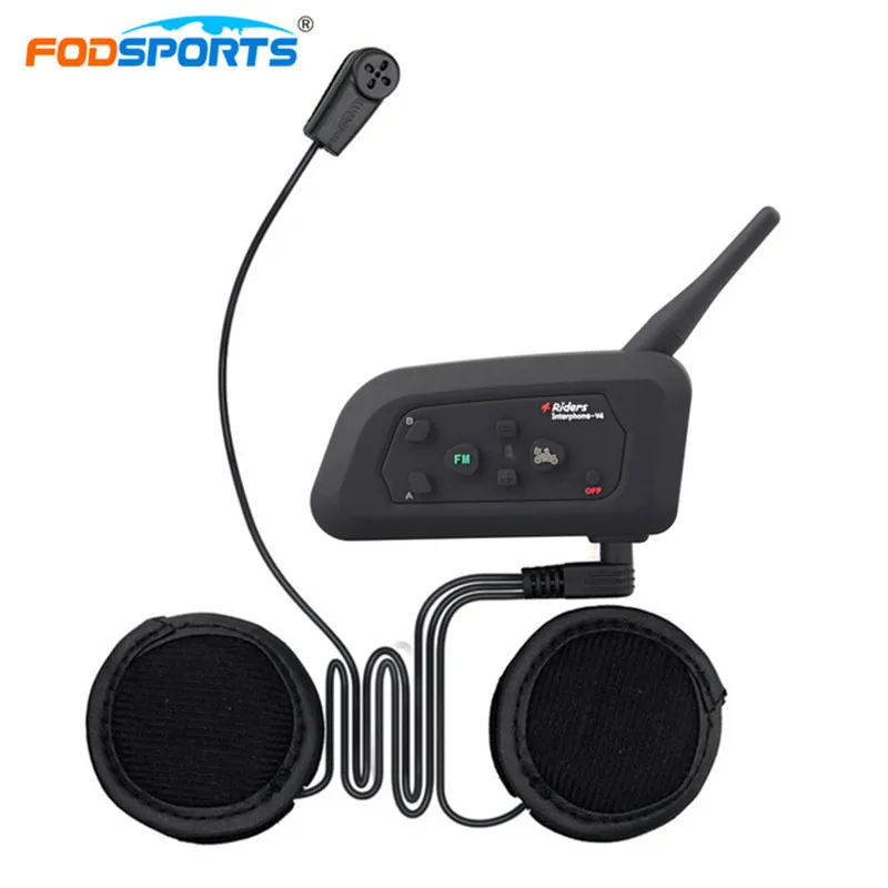 

V4 Motorbike Wireless Bluetooth Headsets 4 Riders Talking Full Duplex Intercom Helmet 1200M Handsfree Interphone With FM