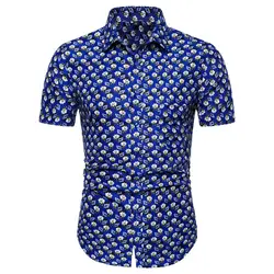 Рубашка мужская уличная chemise homme Летняя мужская рубашка короткий рукав рубашки с принтом Топ пляжная блузка T522