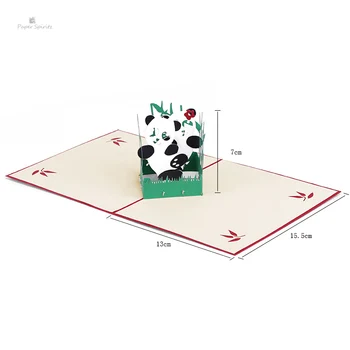 

PAPER SPIRITZ Panda Cards 3D laser Cut Paper Love Pop Up Card with Envelope Thanks Invitations Greeting Thank you Invitation