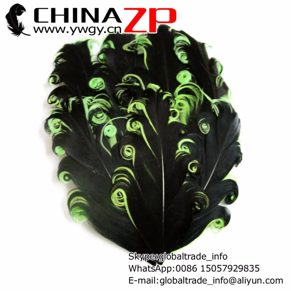 

CHINAZP Factory www.ywgy.cn 50pcs/lot Dyed Black with Lime Green Nagorie Feather Pad for Hair Accessories