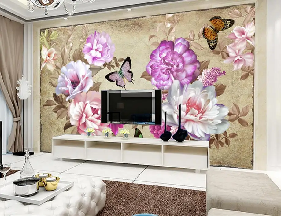 

custom 3d wallpaper Quiet Ziyuan blue and white porcelain style Chinese painting TV backdrop3d living room wall mural wallpaper