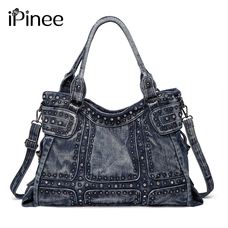 Design do Vintage Bolsa de Brim Bolsas de Ombro Ipinee Moda Denim Feminina Meninas Bolsas Crossbody Bolsa Mensageiro