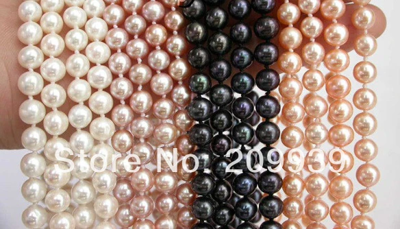 

FREE SHIPPING>>>@@ AS3278 16piece Black white purple pink freshwater pearls necklace