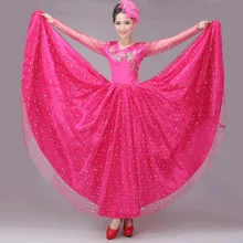 Фламенко испанское платье танцевальные костюмы фламенко испанский танец платье хор длинное платье с головной убор цветок дропшиппинг