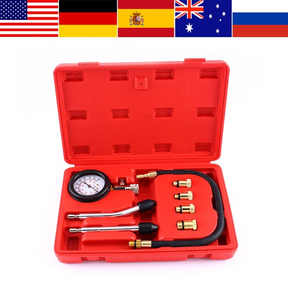 

Air Pressure Gauge Manometer Compression Tester Test Gauge Kit Tyre Air Monitor System For Petrol Engine