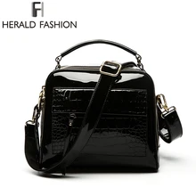 Heraldo de La Manera Patente de Las Mujeres Bolsos de Cuero de Cocodrilo Diseño Shopper Tote Bolso Femenino Bolsas de Hombro de Lujo