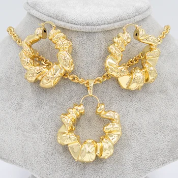 

Sunny Jewelry Statement Jewelry Set Big Hoop Bridal Wedding Unique Earrings Pendant Copper Figure Twisted For Party Wedding Gift