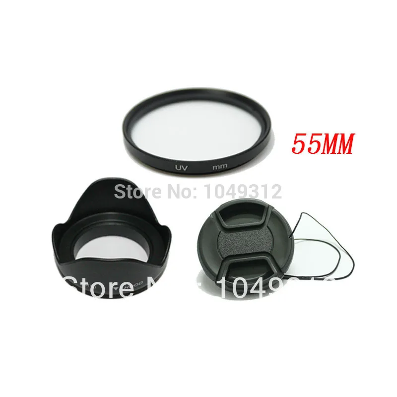 lower price 55MM UV+ Lens Hood + Cap for Sony Alpha A230 A330 A350in