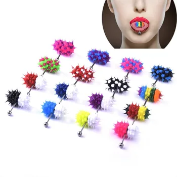 

Hot sell fashion shake pill massagetongue ring stainless steel plating shock tongue ring body piercing jewelry mix color