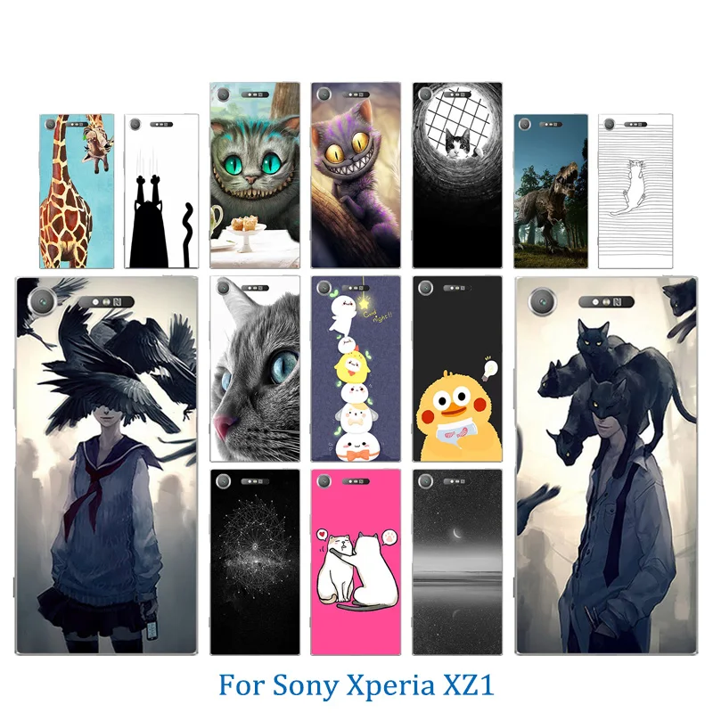 For Sony Xperia XZ1 Phone Case Silicone 5.2 inch TPU Soft Pusscat Pattern Luxury Slim Coque Dual F8342 Back Cover |