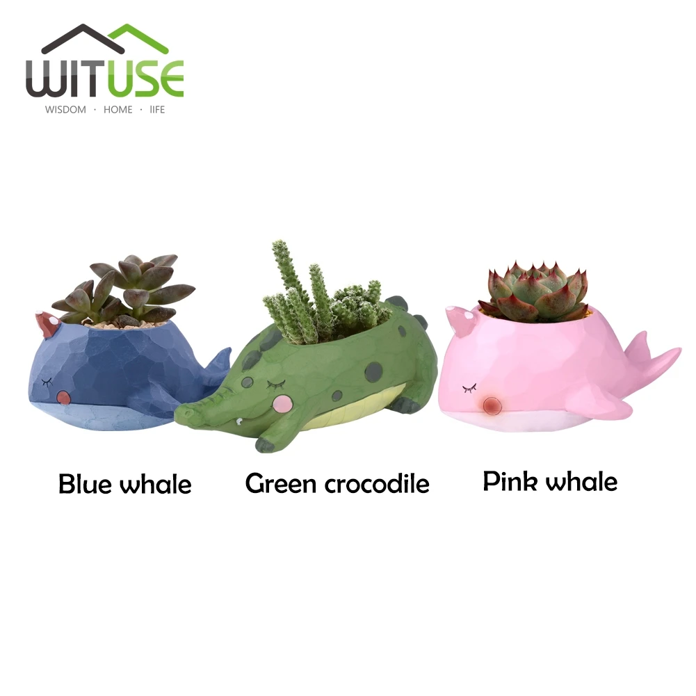

WITUSE 4Design Modern Cartoon Succulent Planter Pot Resin Creative Handicraft Animals Kawaii Shape Desktop Decoration Flower Pot