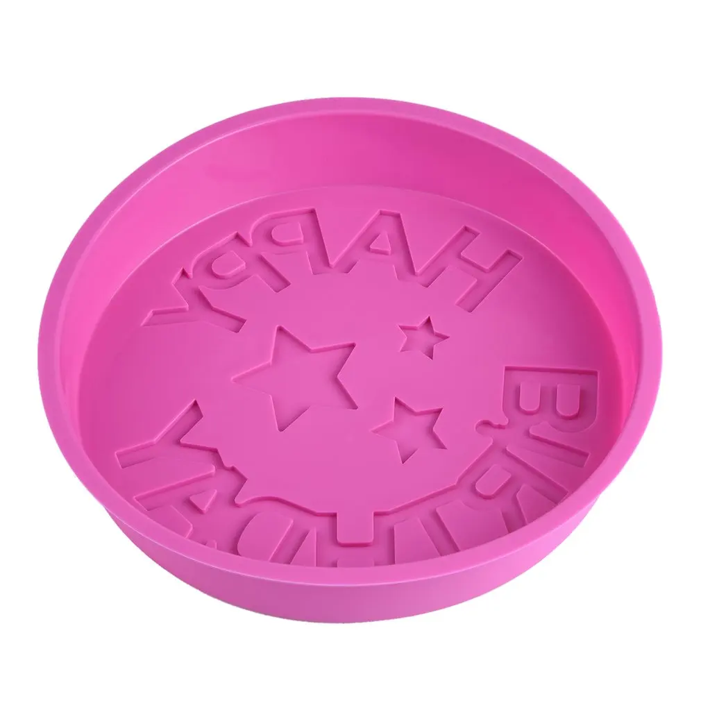 Happy Birthday English Alphabet Round DIY Silicone Cake