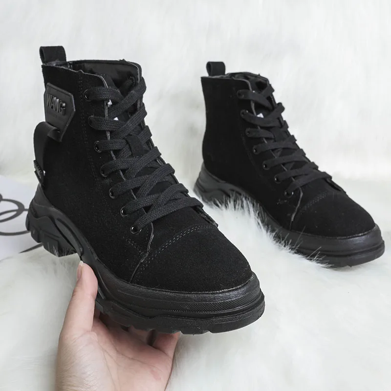 

Winter Boots Women 2018 Fashion Suede Boots Warm Fur Plush Insole Ankle Martin Boots Women Shoes Platform Rubber Female Boots