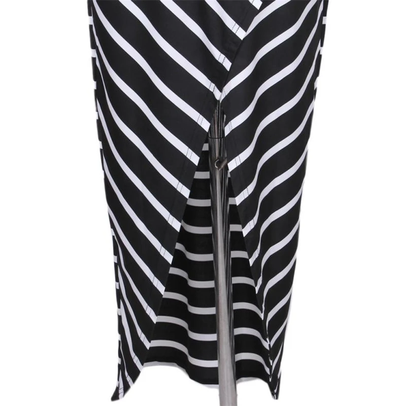 CHAMSGEND Women's Dress Summer Casual Sundress Sleeveless Stripes Loose Long Beach Dress07