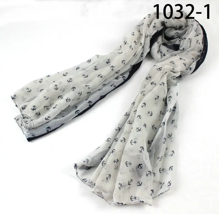 MwOiiOwM Новое поступление, модный осенний и зимний женский длинный шарф в морском стиле с якорем, шарфы, шаль, SX-832 - Цвет: Белый
